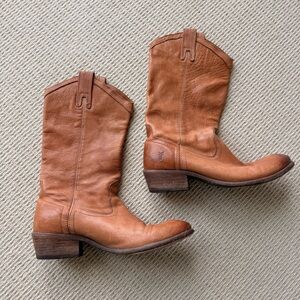 Frye Women's Cognac Leather Western Mid-Calf Boots